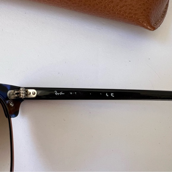 Ray-Ban Sunglasses Clubmaster Fleck Brown Blue Lens 51mm Unisex RB3016 Gradient - Picture 4 of 7